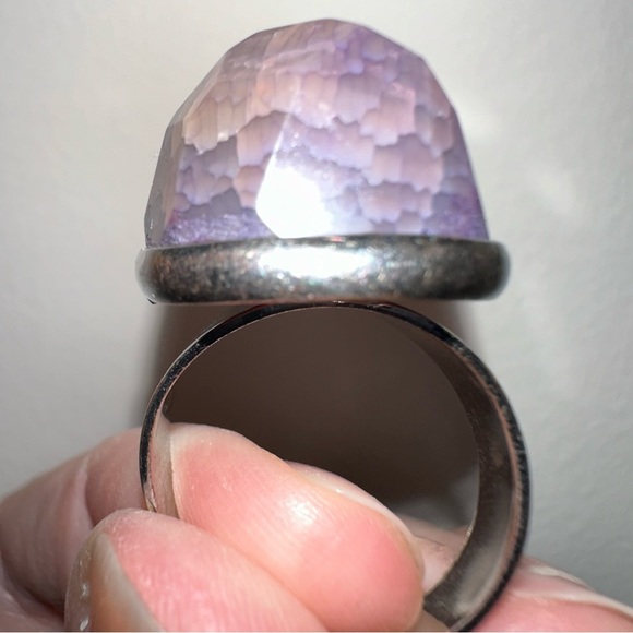 Opalized wood or dinosaur bone adjustable ring - Picture 6 of 11